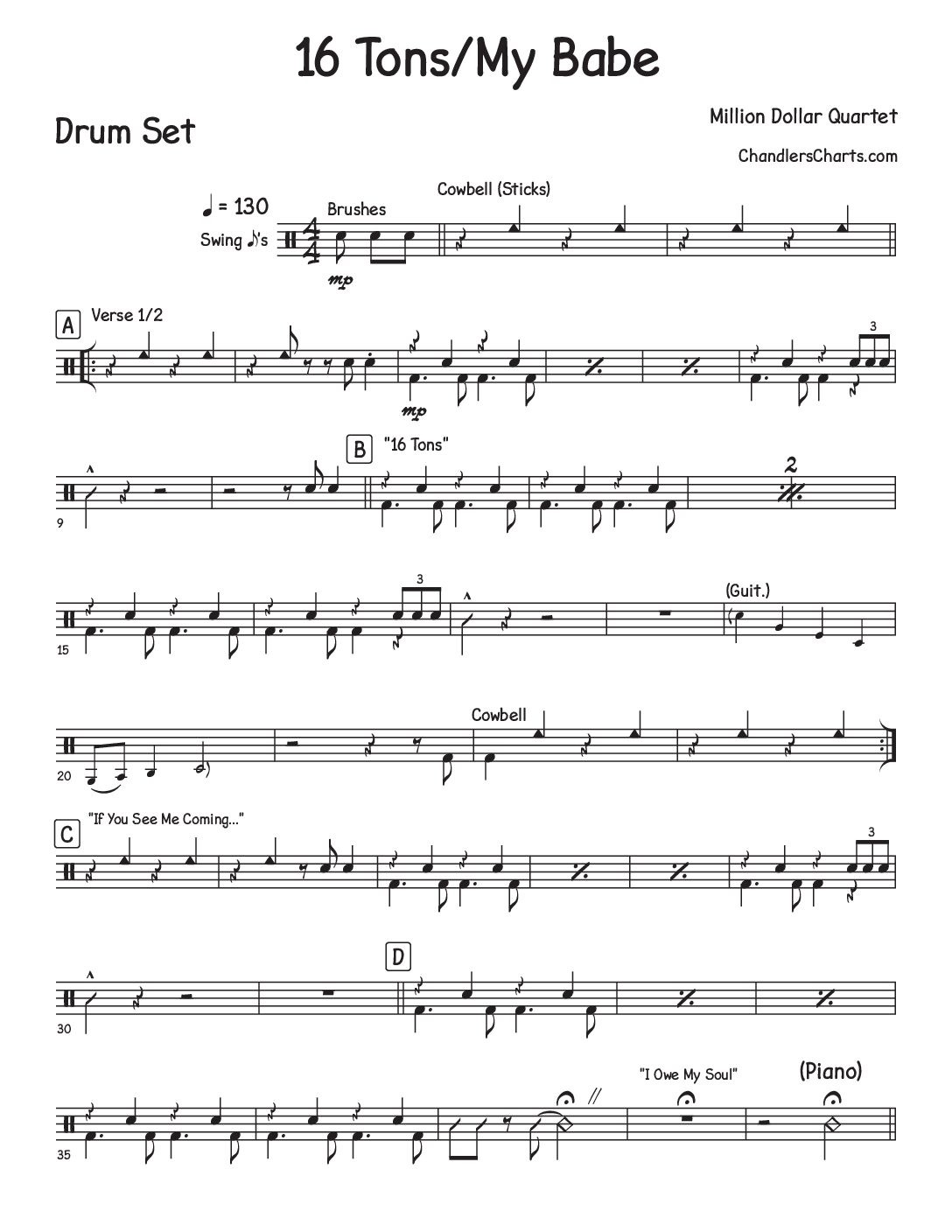 Sixteen Tons/ My Babe - Million Dollar Quartet (MDQ)(R.S.)