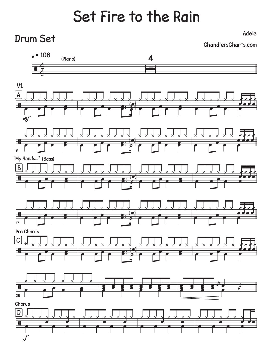 Set Fire to the Rain - Adele (3h)(2Bgvs)